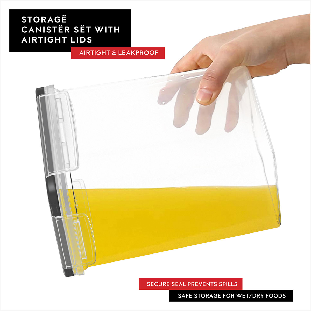 Cereal Airtight Food Storage Containers For Flour & Sugar Including 1 Marker & 8 Labels (Set of 4)